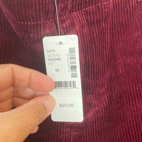 Addition Elle Women Red Wine Corduroy Wide Crop Leg Pant Size 10 - Picture 15 of 16